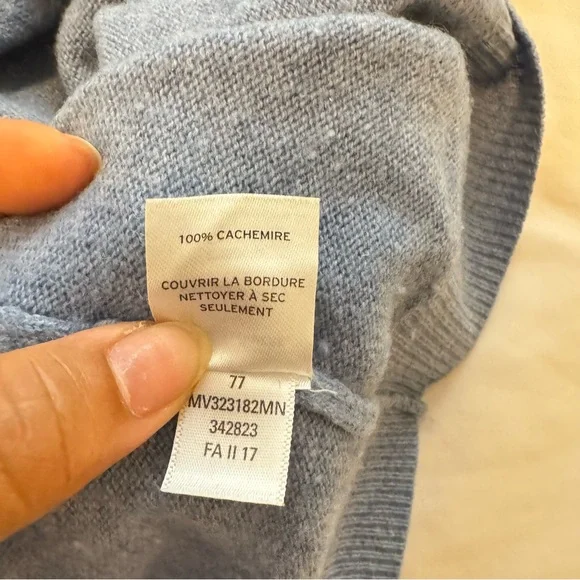 Nordstrom Mens Cashmere Blue Long Sleeve Turtleneck 1/4 Zip Sweater Size L - Picture 10 of 10